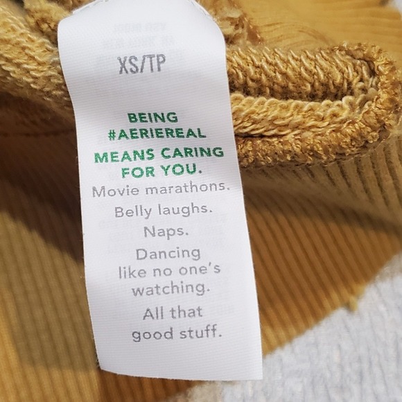 Aerie Lace-Up Oversized Crew Sweatshirt Mustard Yellow XS Distressed Hem - Picture 8 of 10